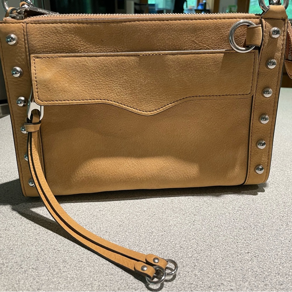 Rebecca Minkoff Tan Silver Crossbody Bag with Luxe Finish